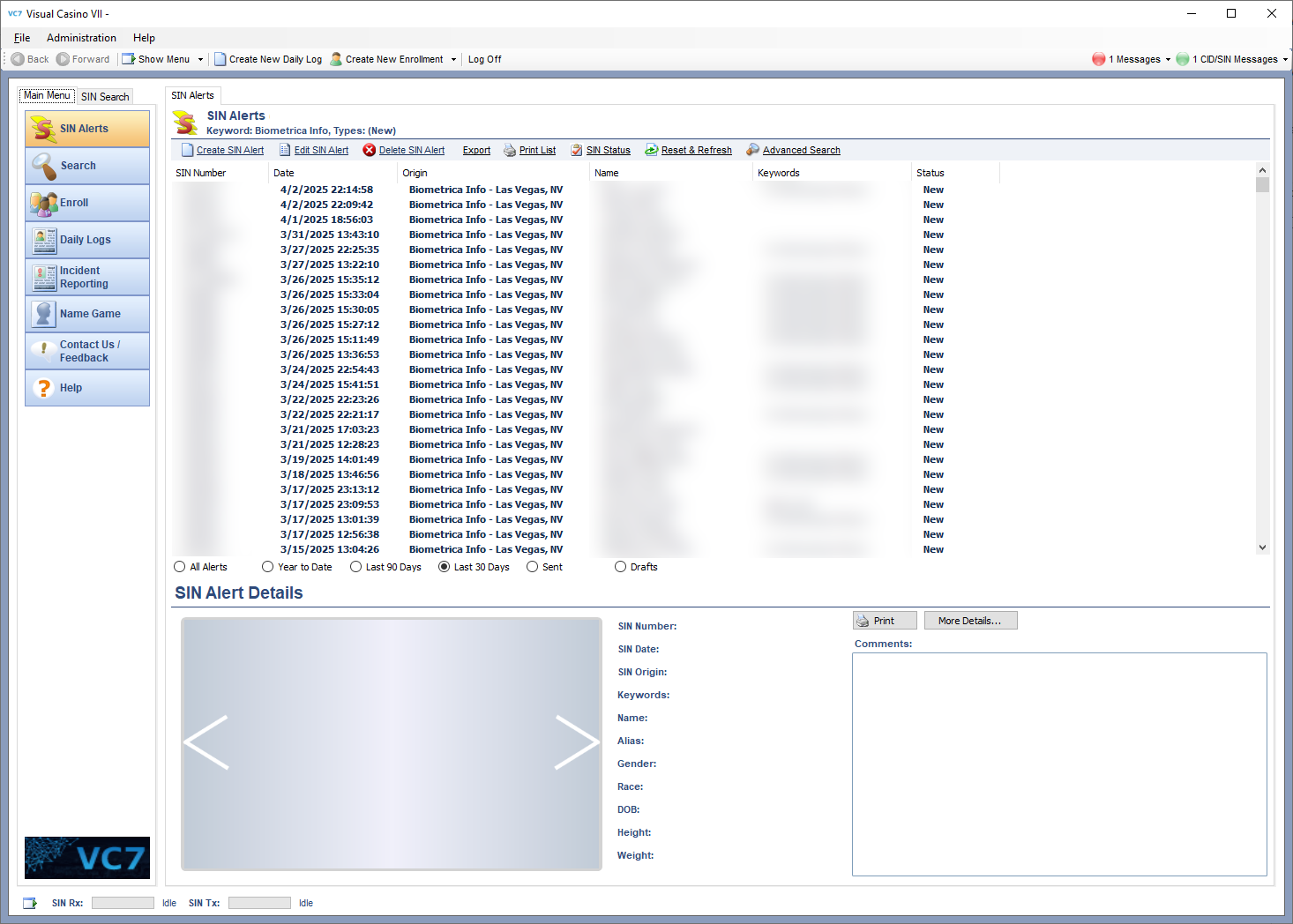 Application Layout – Biometrica Systems